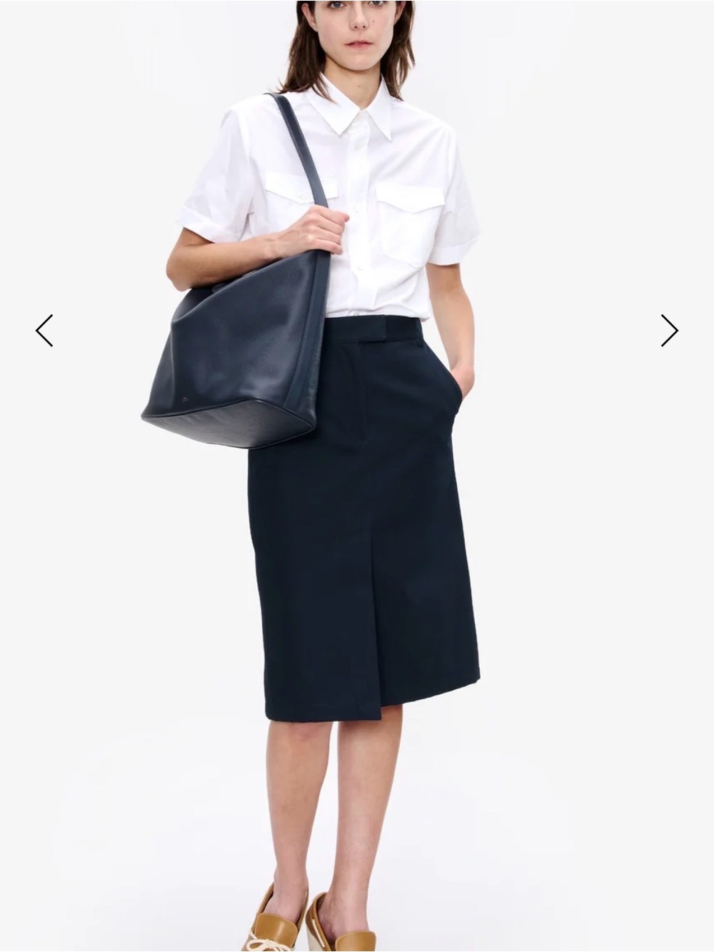A.P.C. Dark Navy Straight Midi Skirt SIZE:XS , EU:34